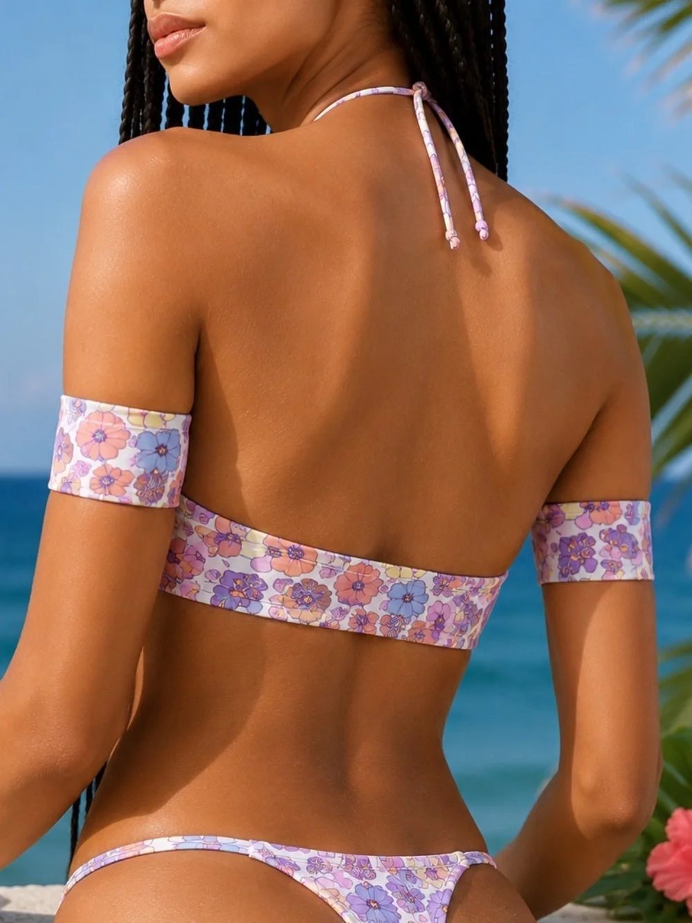 Frankie’s Bikinis Mariposa Floral Butterfly Bikini Top S Y2K